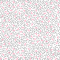 Obraz premium Abstract pattern background with pink angles and black points.