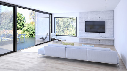 Modern living room. 3D rendering
