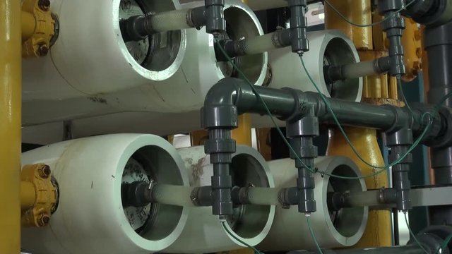 Penghu, Taiwan-03 November, 2014: Reverse osmosis and nanofiltration system in a water filtration plant in Penghu, Taiwan. Reverse osmosis and nanofiltration are pressure-driven separation processes.