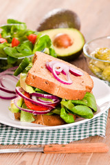 Veggie toast with avocado.
