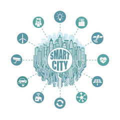 Smart city with advanced smart services, social networking, the Internet of things, circuit board