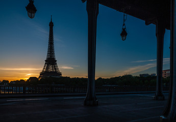 Beautiful lovely sunrise in Paris, France