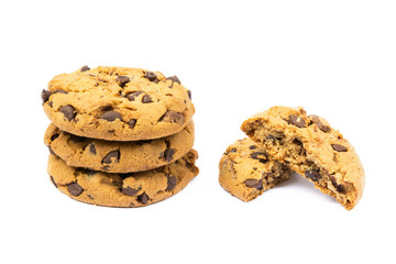 Tasty biscuits with chocolate isolated on a white background