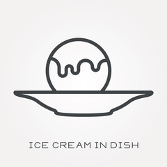 Line icon ice cream in dish