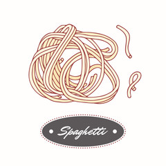 Hand drawn pasta spaghetti isolated on white. Element for restaurant or food package design - 160610630