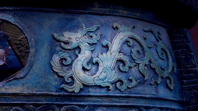 Chinese classical historical bronze dragon pattern.