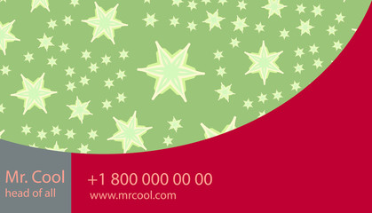 Obraz na płótnie Canvas Vector red green creative business card stars and bended lines.
