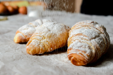 Still life of croissants.