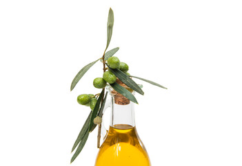 Olive oil with olive branch