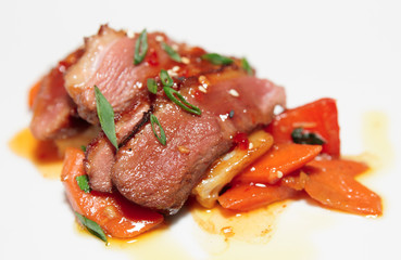 Duck fillet with savory sauce