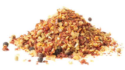 Heap of hot seasoning, macro shot, isolated