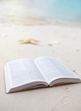 Bible at the Beach with Copy Space