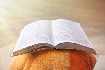 Fototapeta premium Bible at the Beach with Copy Space
