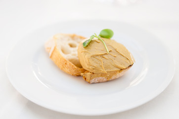 Pate on slice of fresh white bread