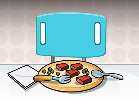 cartoon vector illustration of a meal on table