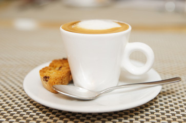 Cup of coffee on a restaurant table
