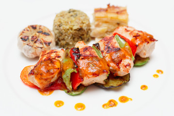 Chicken kebab close-up