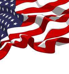 american flag with white blank background