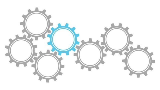 Gears Border Graphics Grey/Blue Turning