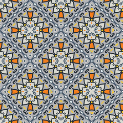 seamless vector pattern with square tile with oriental motifs