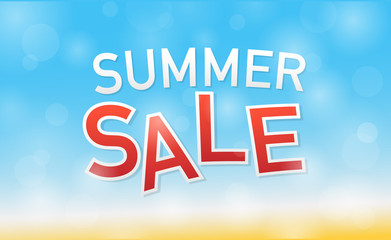 Summer sale - sunny banner. Vector illustration.