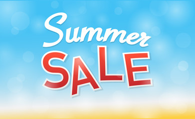 Summer sale - sunny banner. Vector illustration.