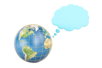 Earth globe with thought cloud, 3D rendering