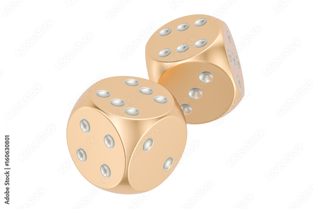 Poster golden dice, 3d rendering