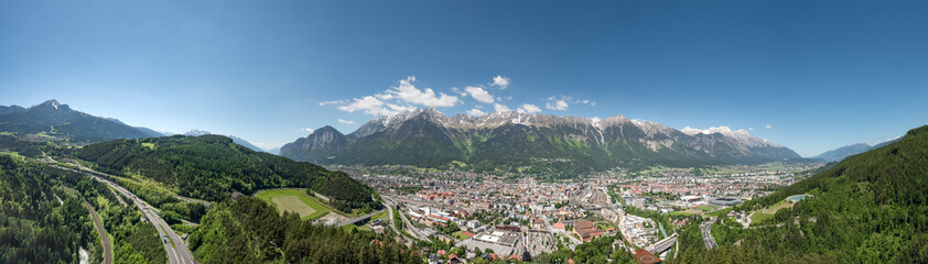 Fototapeta na wymiar Innsbruck with the Nordkette and main transit route over the Brenner, Austria