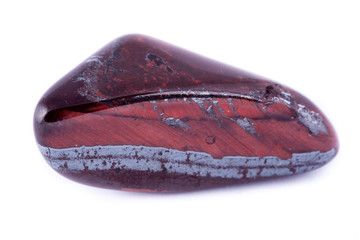 Macro mineral stone Bull's eye on a white background