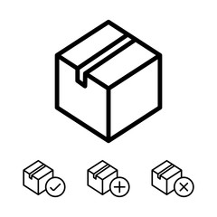 thin line package, box icons on white background
