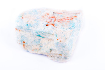 Macro mineral stone amazonite on white background