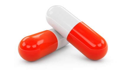 3D rendering Capsule pills isolated on white