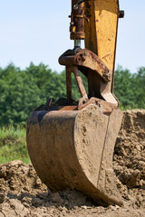Earth mover at construction site