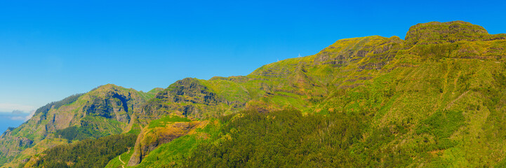 Fototapeta na wymiar View of mountains on the route Encumeada - Boca De Corrida, Madeira Island, Portugal, Europe.