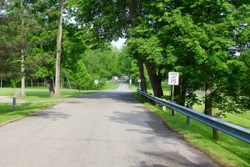The road to the entrance to the park.