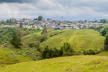 Fototapeta na wymiar Filandia village in coffee growing region of Colombia