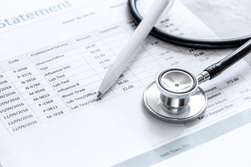 billing statement for for medical service in doctor's office background