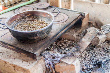 Oven used for roasting coffee beans in a small colombian farm