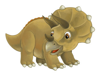 cartoon happy and funny dinosaur dinosaur - triceratops