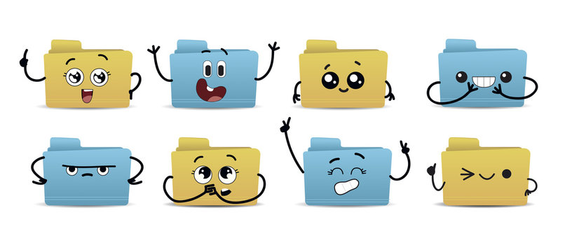 Carpetas o directorios de ordenador. Iconos divertidos