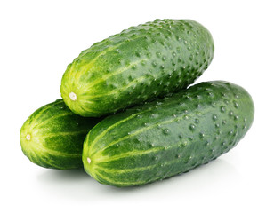 Group of whole cucumber vegetables isolated on white background