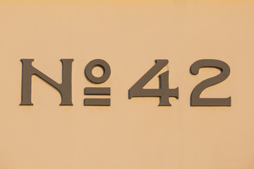 Letters for No. 42 on a wall