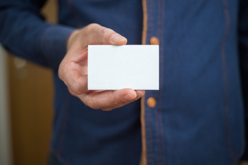 Bank card, business card, businessman holds card in hand, finances, jobs