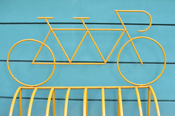 Fototapeta na wymiar Modern creative bicycle parking lot in the city.