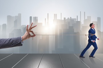 Staff retention concept with employee tied up