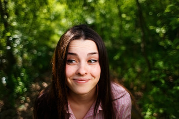 Fototapeta premium Portrait of cute lovely funny young smiling woman