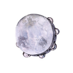 Musical instruments. Tambourine. Isolated on white background. 