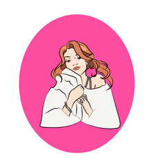 Beautiful girl in fur coat vector illustration