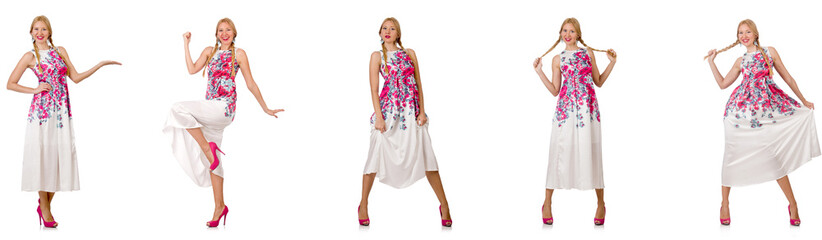 Woman in fashion looks isolated on white